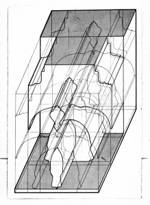‘Kub‘ axonometrisk ritning,1967.